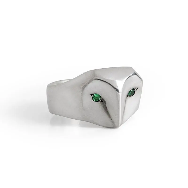 Owl Ring With Emerald Eyes 1