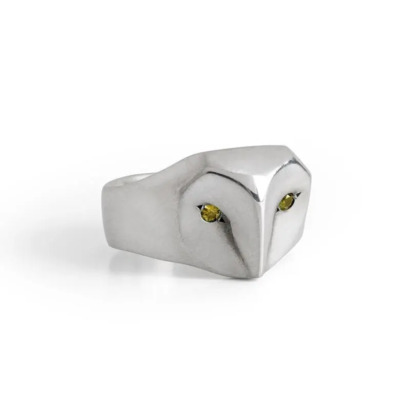 Owl Ring With Yellow Sapphire Eyes 1