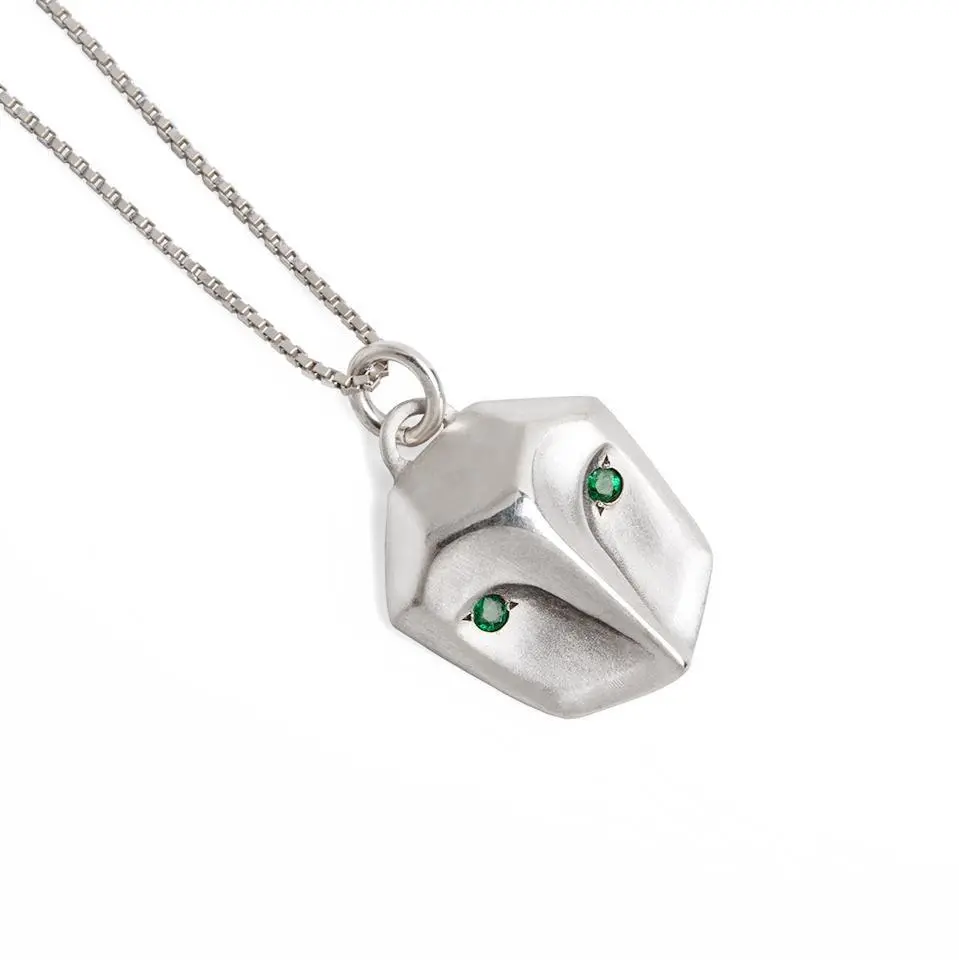 Owl Necklace With Emeralds 1