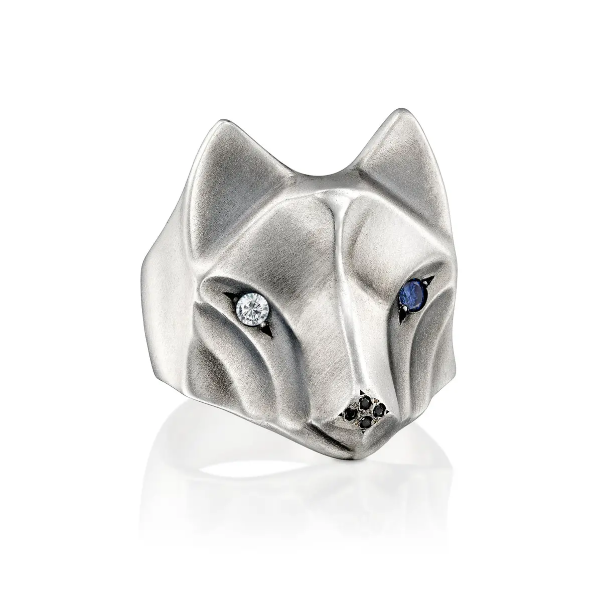Blue & White Wolf Ring 1