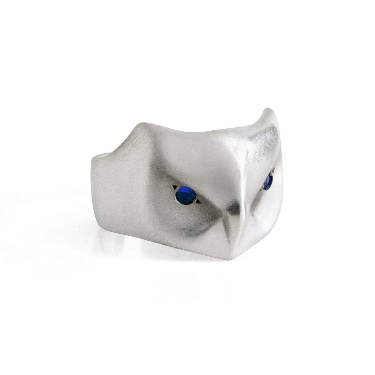 Great Horned Owl Ring With Blue Sapphires 1