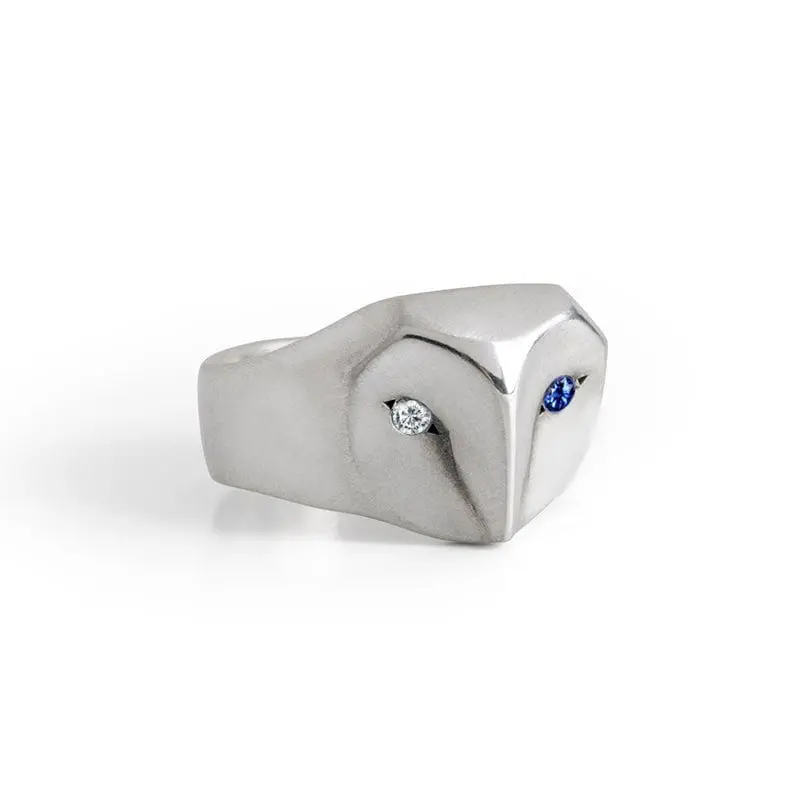 Blue & White Owl Ring 1