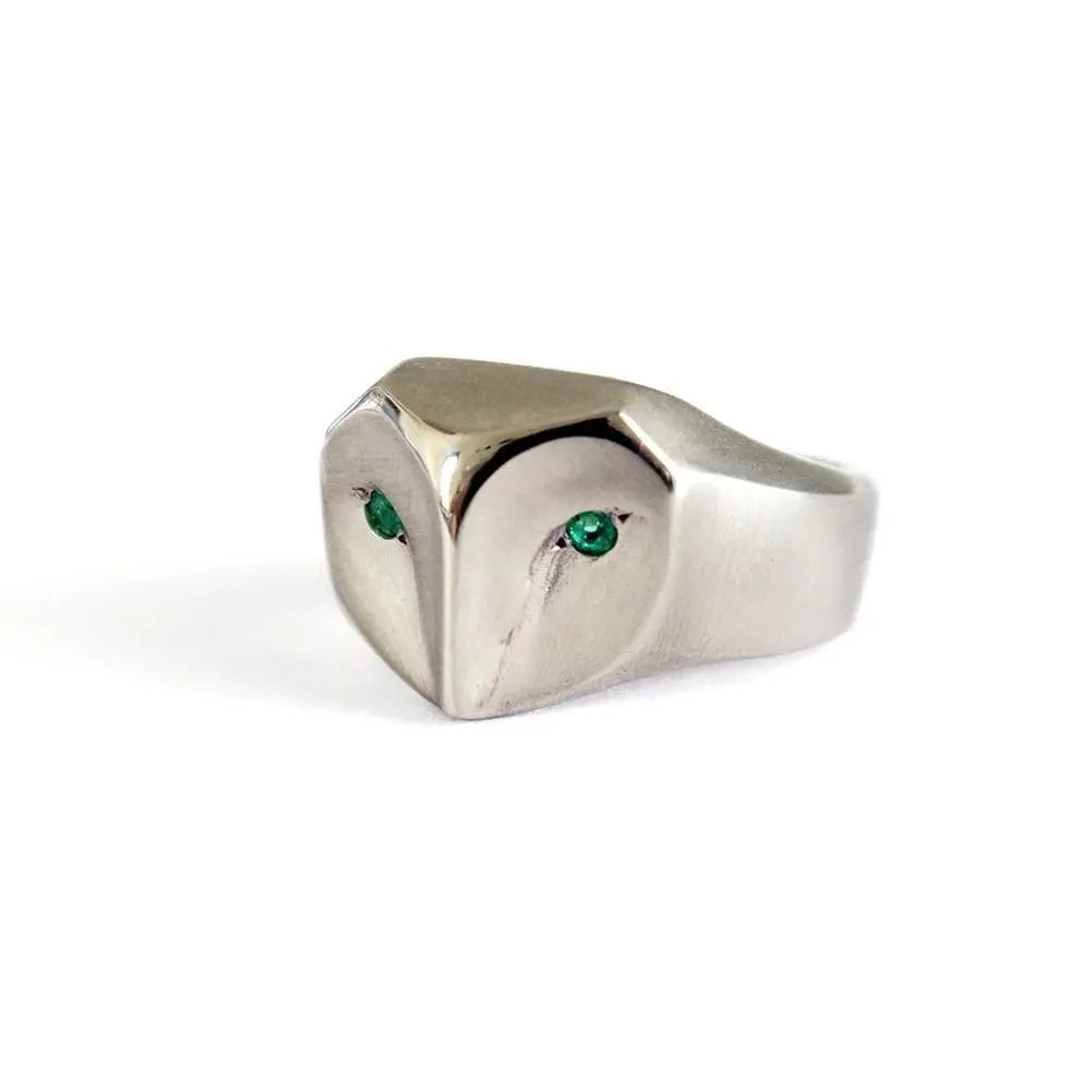 White Gold Owl Ring 1