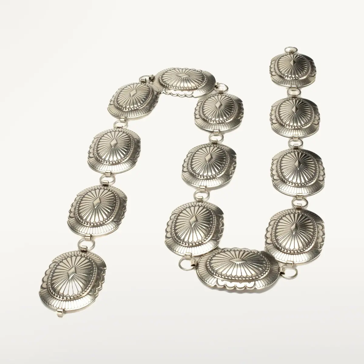 41" Oval Nickel Silver Concho Belt 1