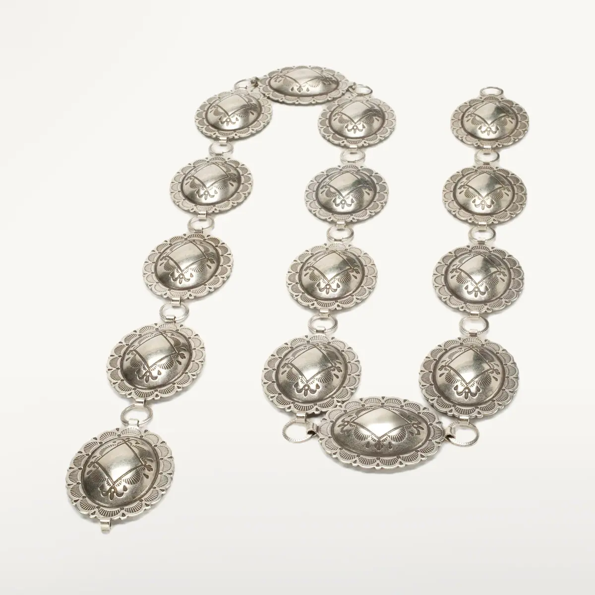 42" Oval Nickel Silver Concho Belt 1