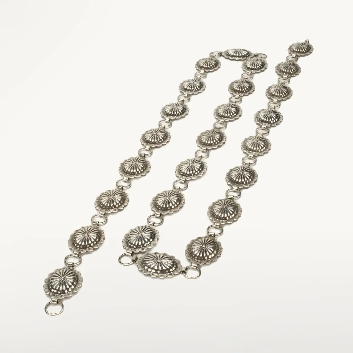 42" Oval Nickel Silver Concho Belt 1