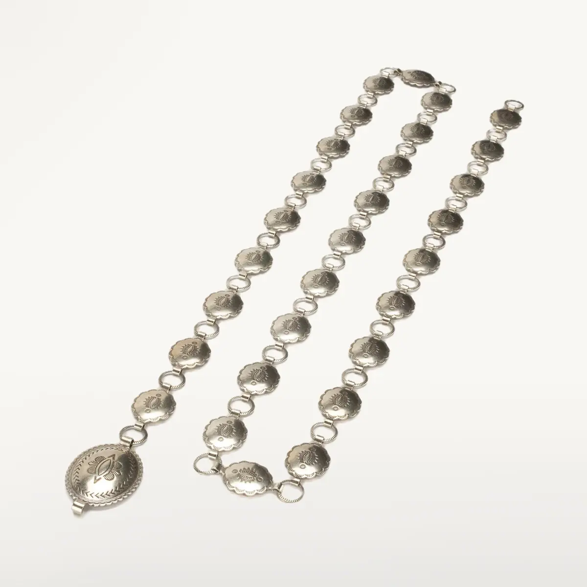 42" Oval Nickel Silver Concho Belt 1