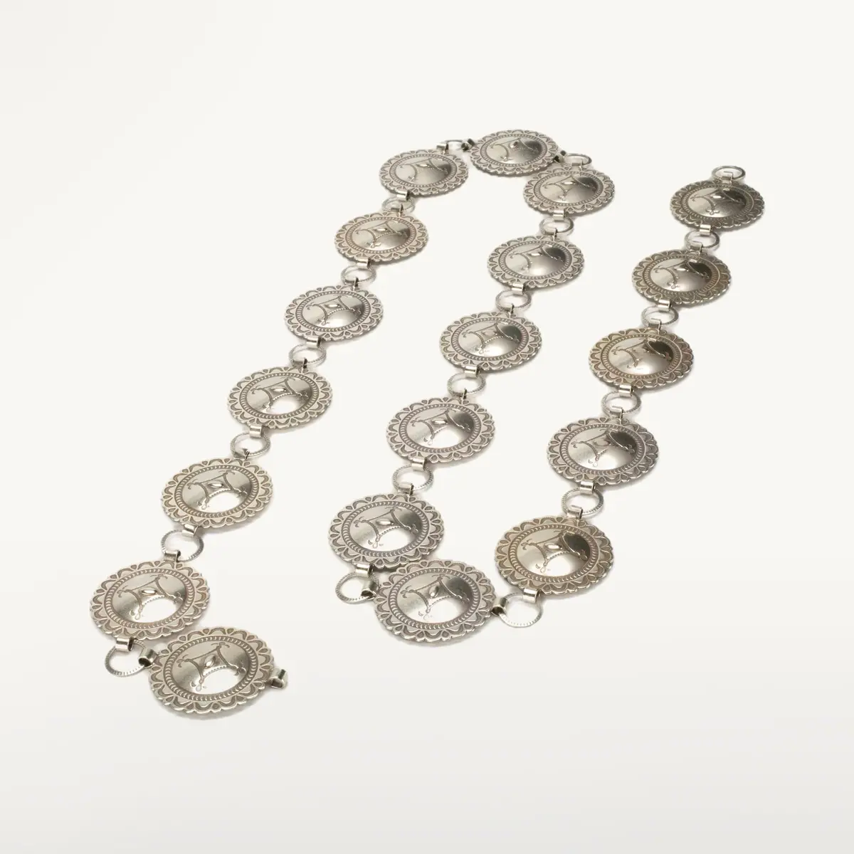 42" Round Nickel Silver Concho Belt 1