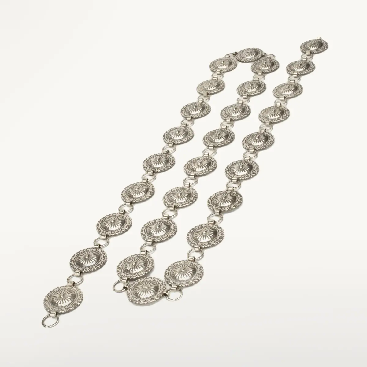 42" Round Nickel Silver Concho Belt 1
