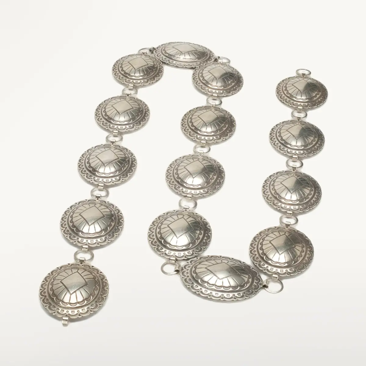 44" Oval Nickel Silver Concho Belt 1