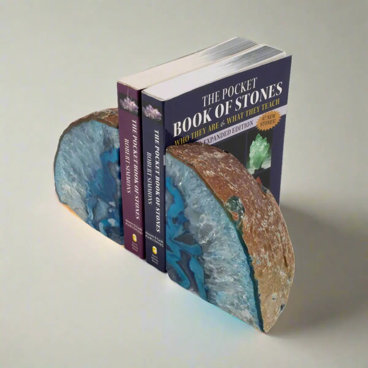 Blue Agate Geode Bookend Set 1