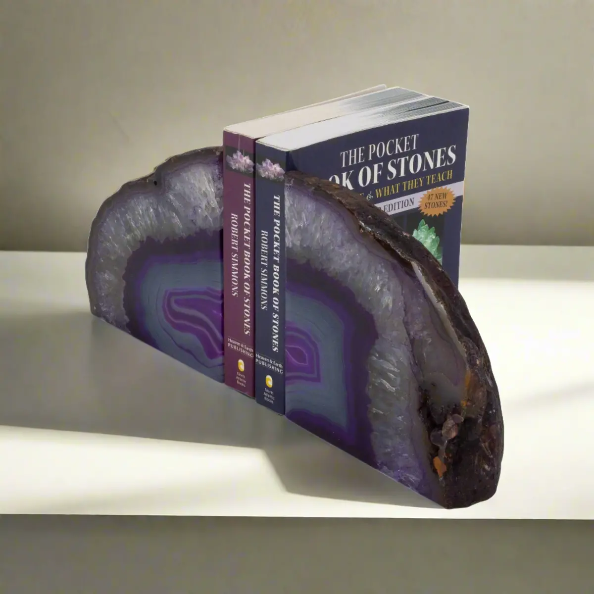 Large Purple Agate Geode Bookend Set 1