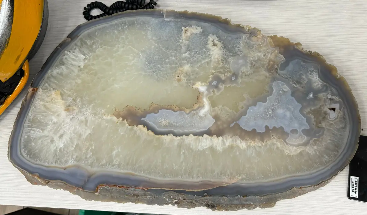 Natural Brazilian Agate & Quartz Slice - 20 In / 18 Lbs 1