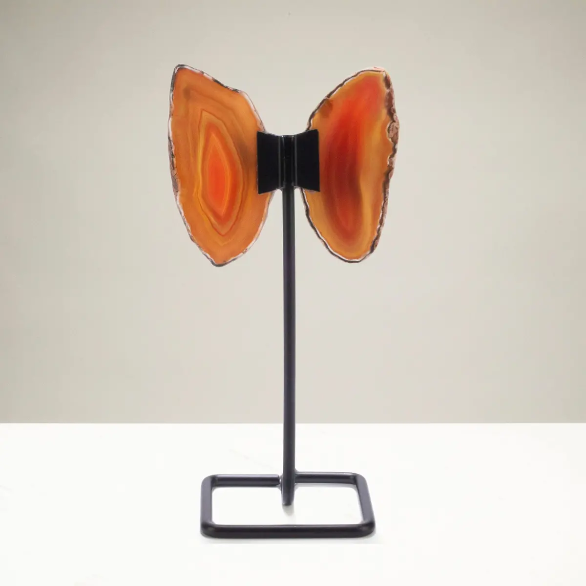 Orange Agate Wings On Custom Stand 1