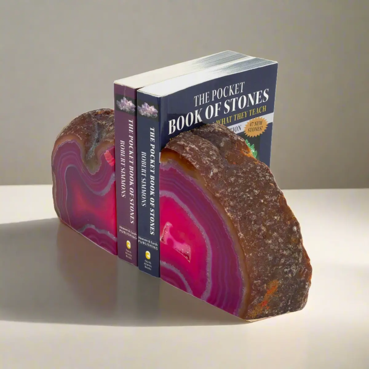 Pink Agate Geode Bookend Set 1