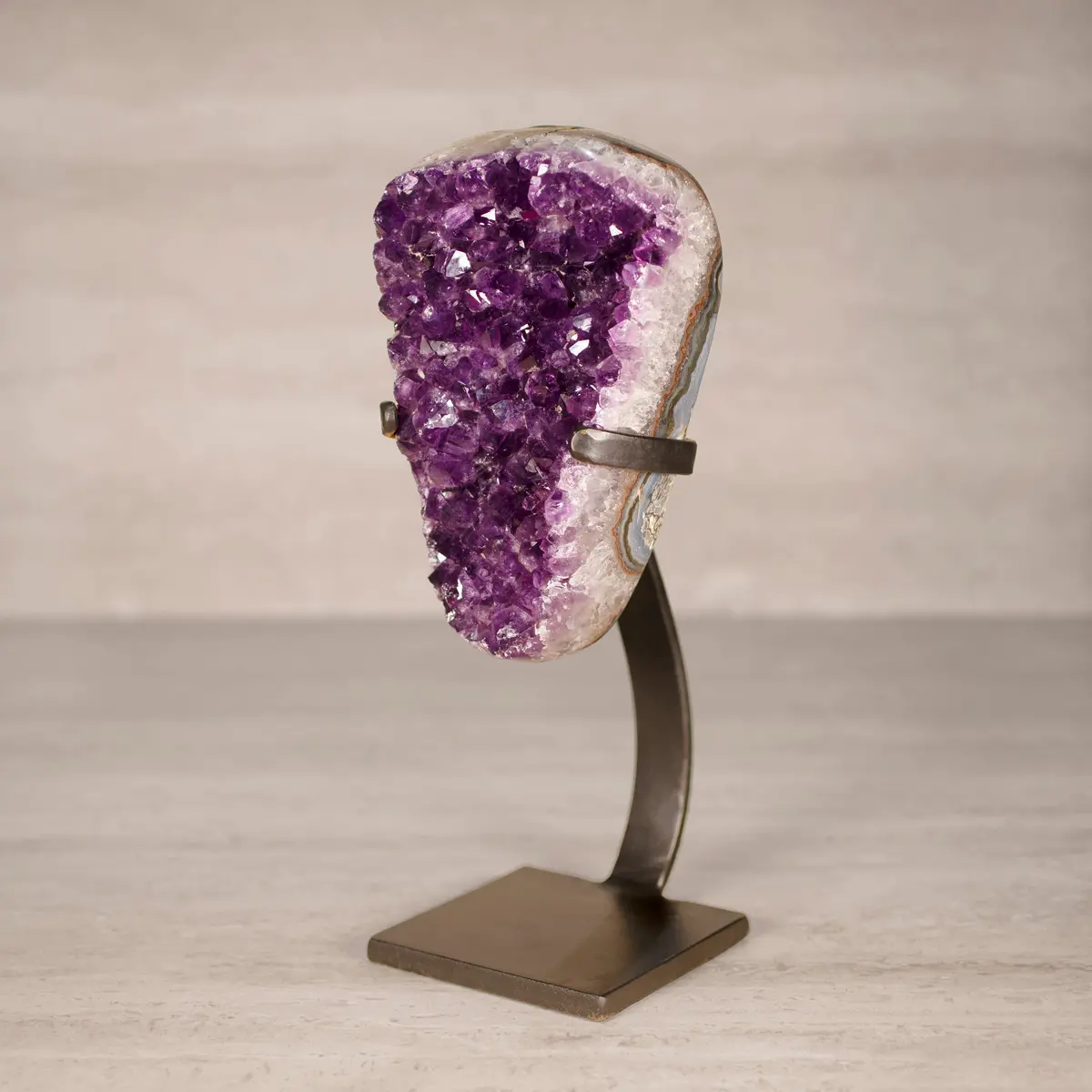 Amethyst Geode On Custom Stand From Uruguay - 11.5 In / 7.5 Lbs 1