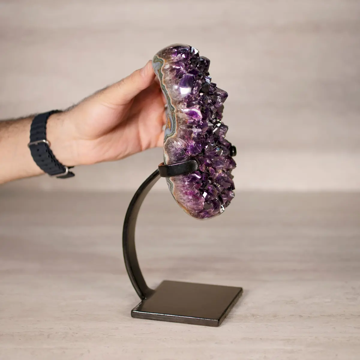 Amethyst Geode On Custom Stand From Uruguay - 11 In / 5 Lbs 2