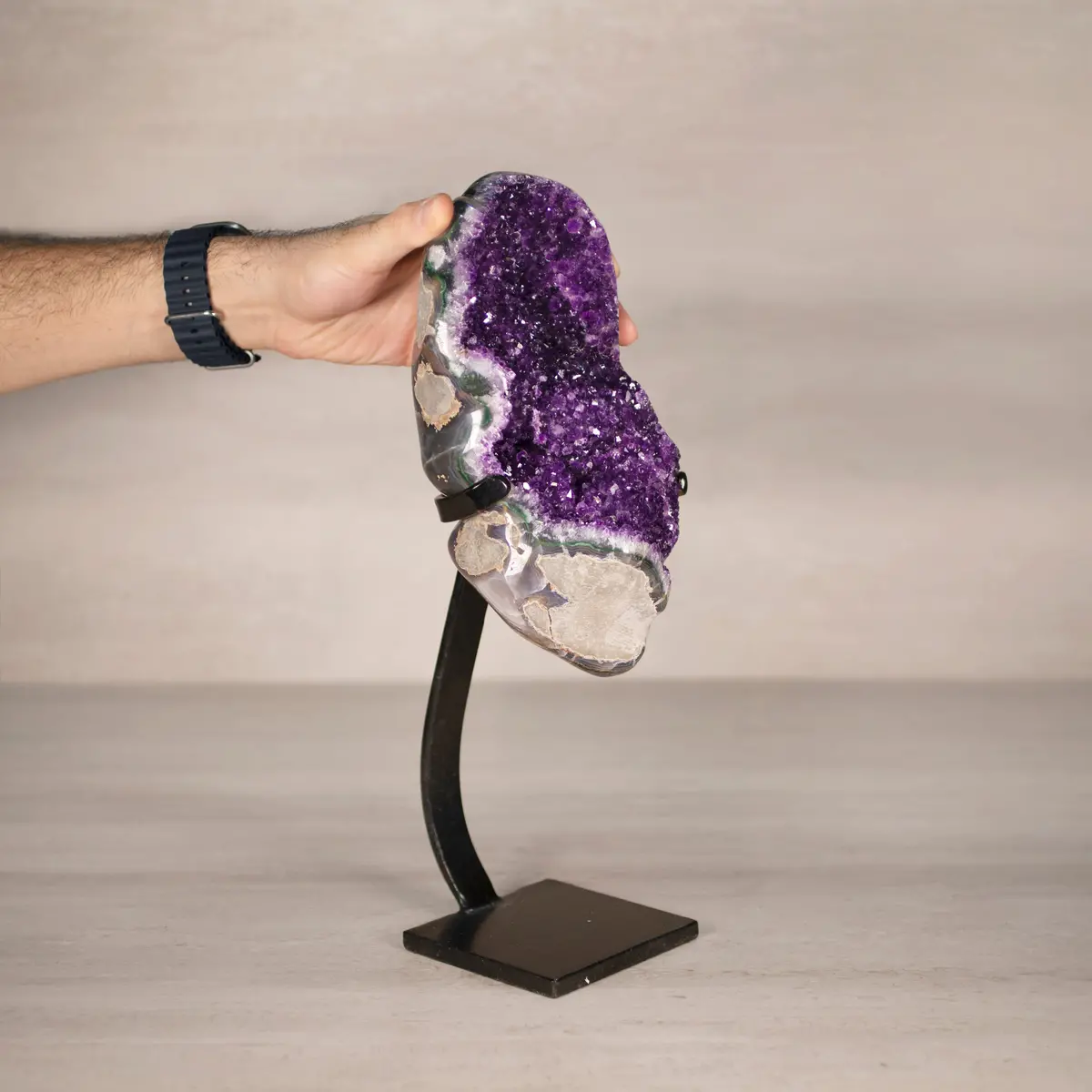 Amethyst Geode On Custom Stand From Uruguay - 14.5 In / 9 Lbs 2