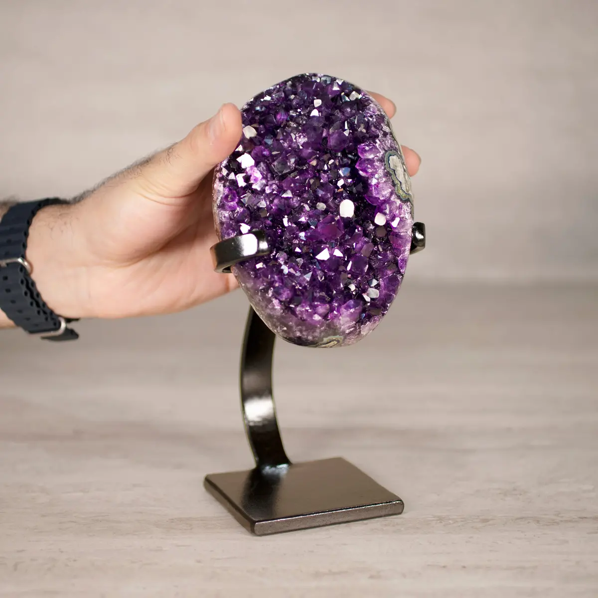 Amethyst Geode On Custom Stand From Uruguay - 8.5 In / 3.5 Lbs 2