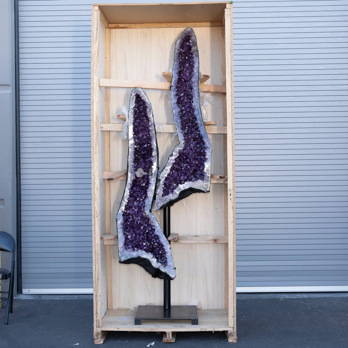 Amethyst Geode Pair From Brazil On Custom Stand - 96" / 496 Lbs 1