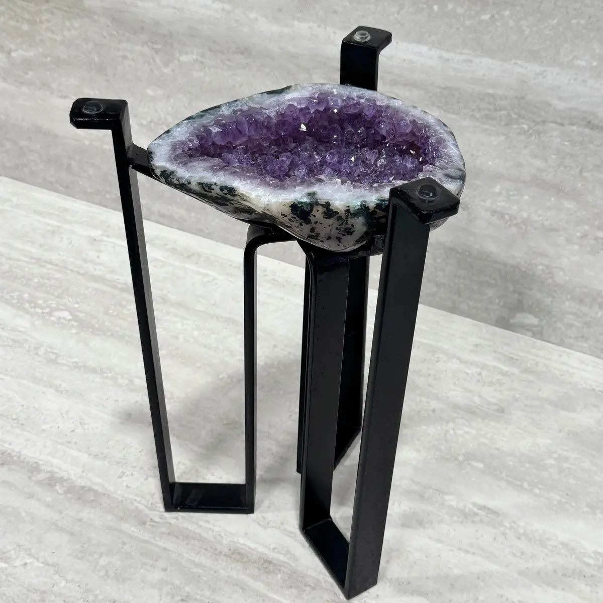Amethyst Geode Table From Brazil On Custom Stand- 17" / 16 Lbs 1