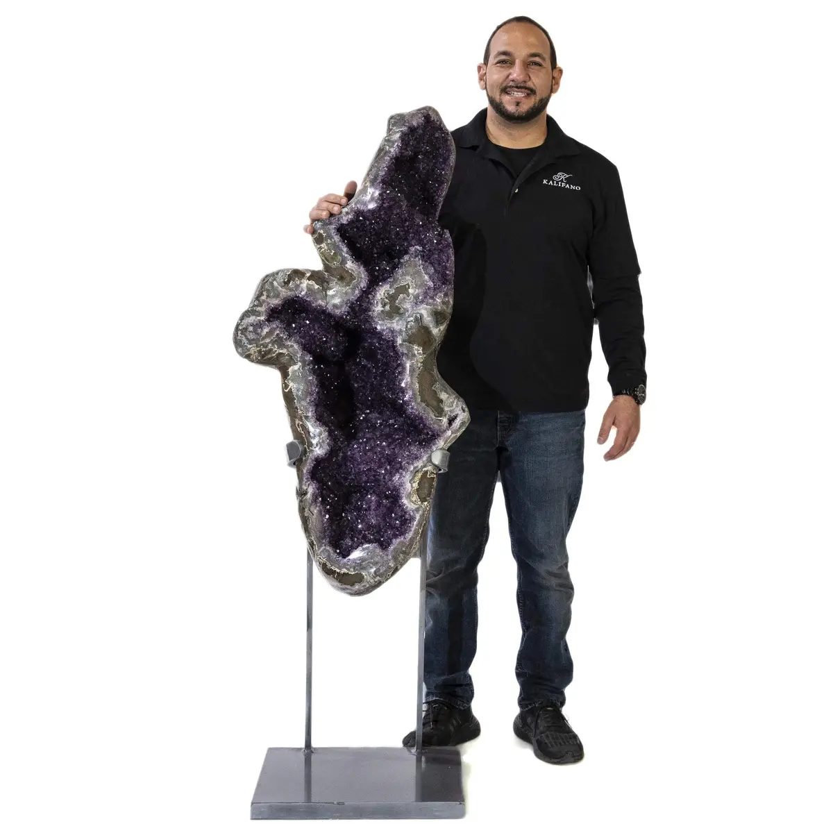 Natural Uruguayan Amethyst Geode On Custom Stand - 58 In / 220 Lbs 1