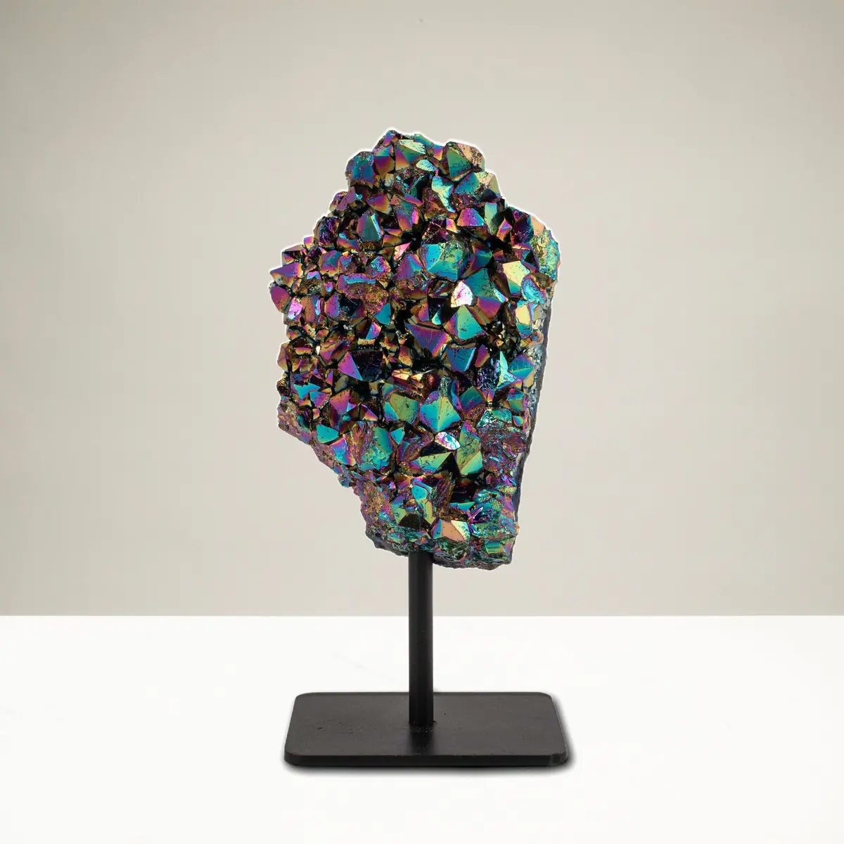 Titanium Quartz Geode On Metal Stand - 400 G 1