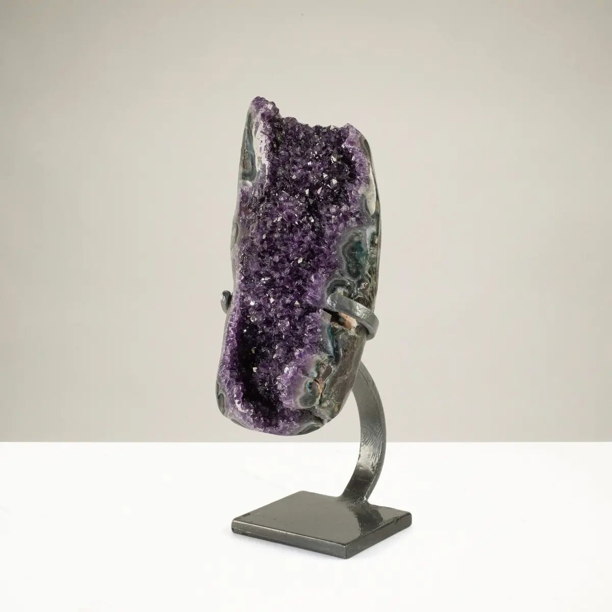 Uruguayan Amethyst Geode On Custom Stand - 13.4 Lbs / 14.5 In. 1