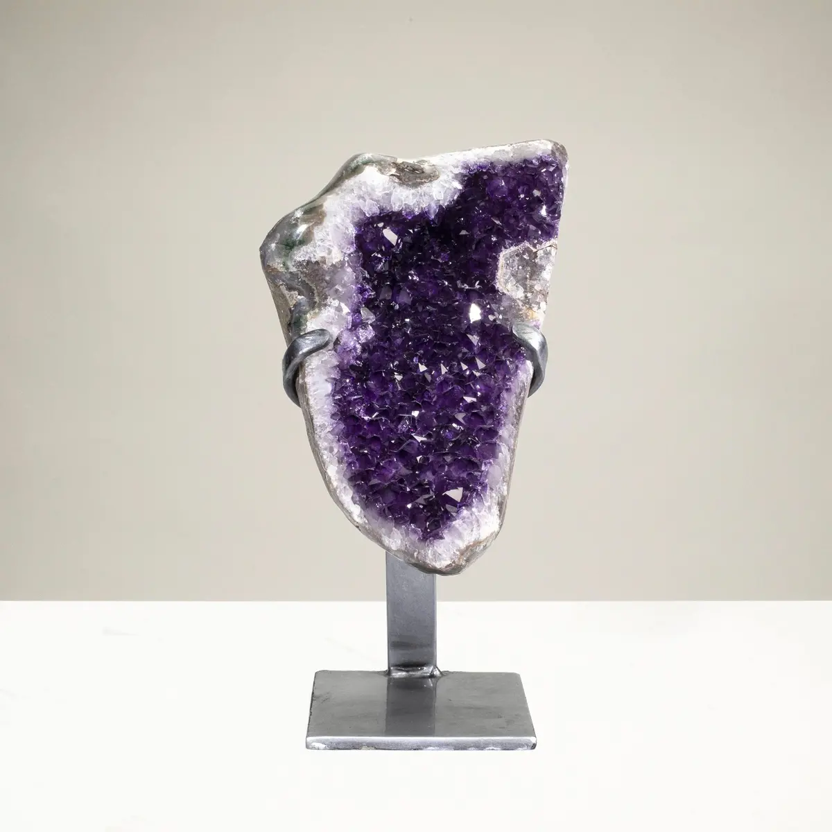 Uruguayan Amethyst Geode On Custom Stand - 13.7 Lbs / 14 In. 1