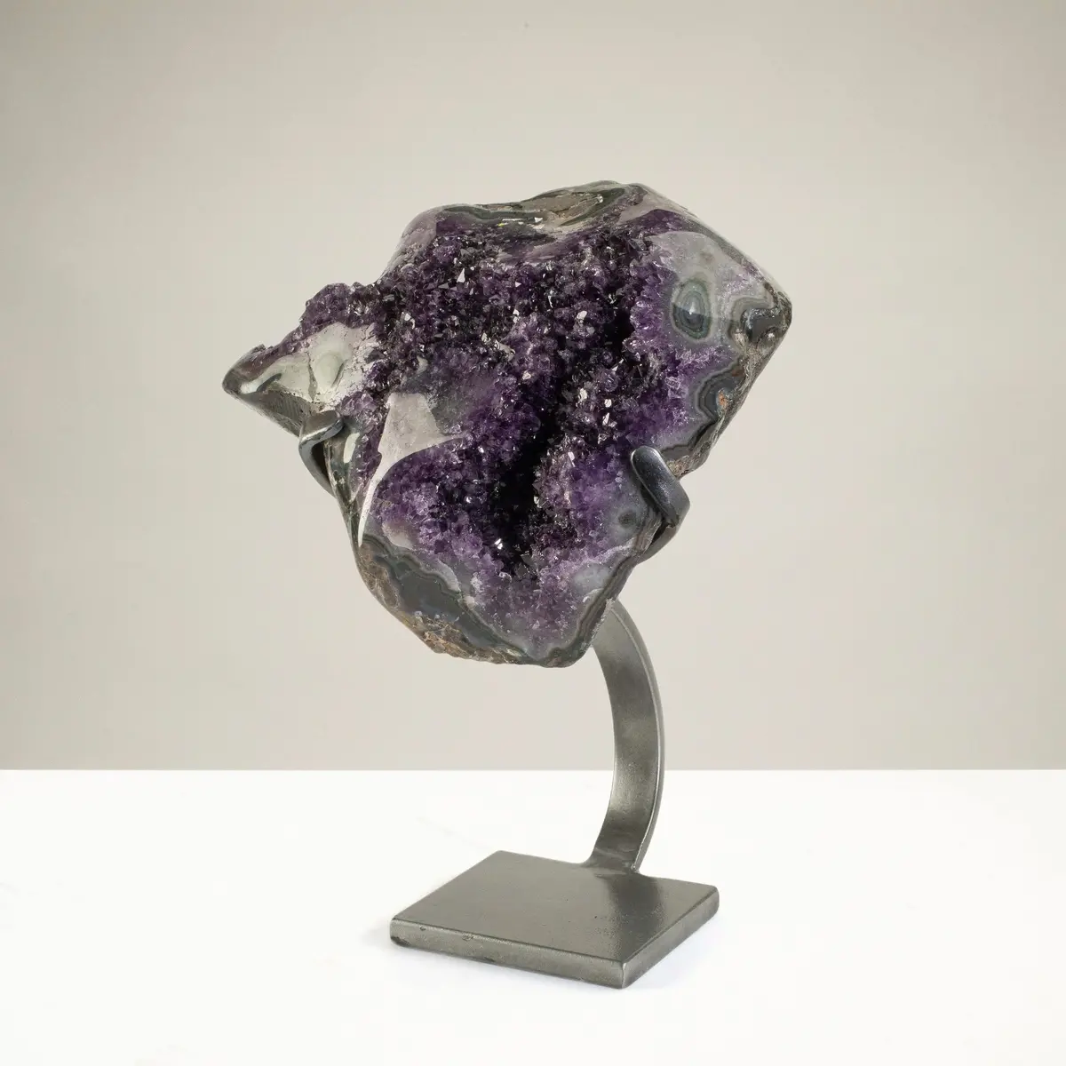 Uruguayan Amethyst Geode On Custom Stand - 15.4 Lbs / 13 In. 1