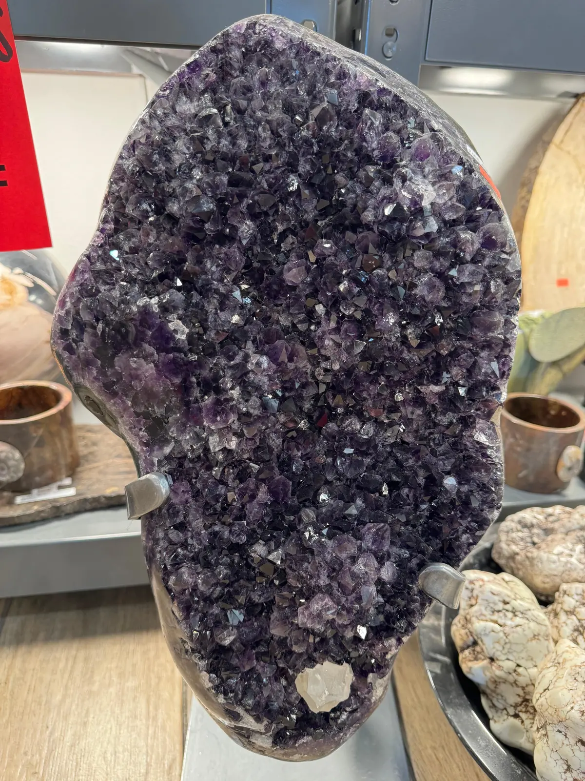 Uruguayan Amethyst Geode (With Calcite) On Custom Stand - 23" / 52 Lbs 1