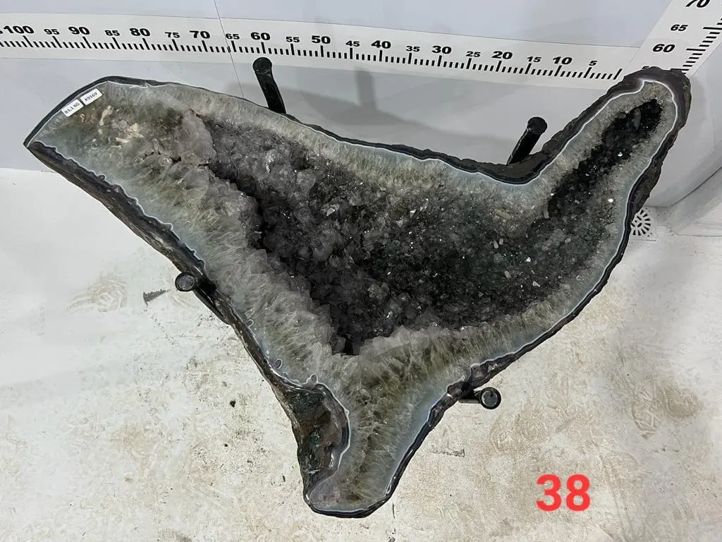 As-Is - White Amethyst Geode Table From Brazil With Custom Stand- 36" / 183 Lbs 1