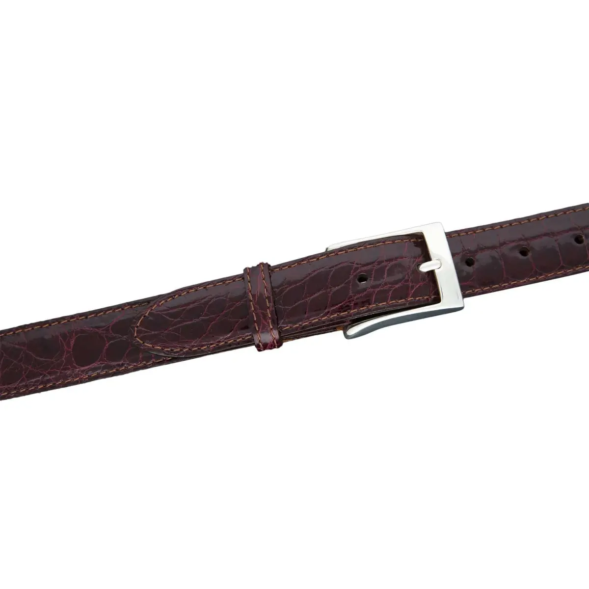 Ka32-Bur - Kalifano American Alligator 32 Mm Belt, Burgundy 1