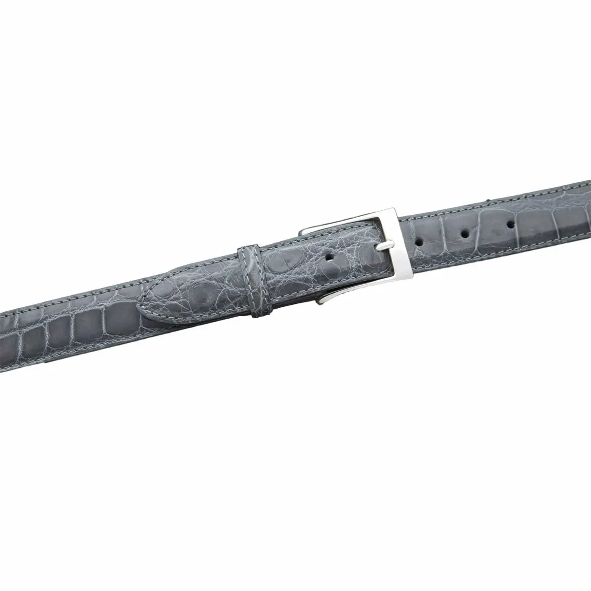 Ka32-Gry - Kalifano American Alligator 32 Mm Belt, Grey 1