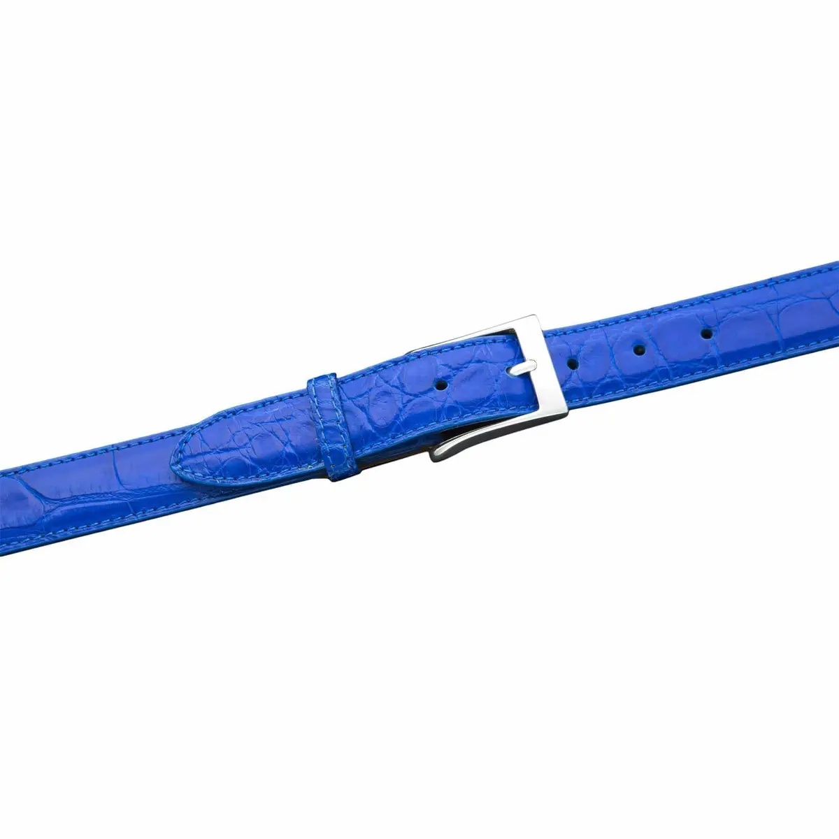 Ka32-Roy - Kalifano American Alligator 32 Mm Belt, Royal Blue 1