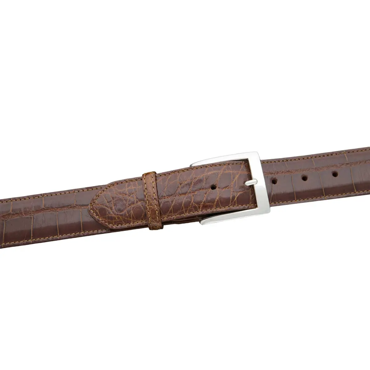 Ka40-Cog - Kalifano American Alligator 40 Mm Belt, Cognac 1