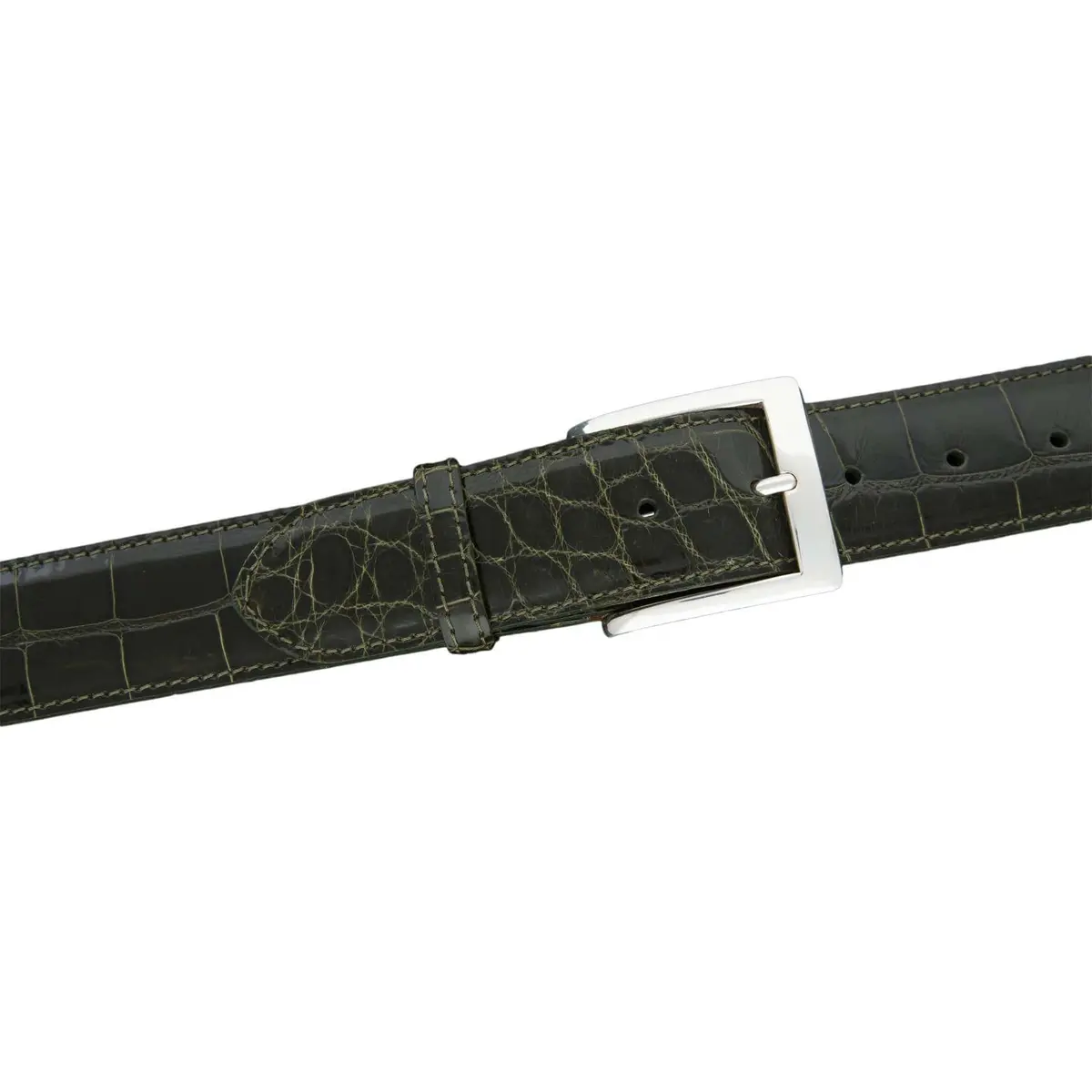 Ka40-Olv - Kalifano American Alligator 40 Mm Belt, Olive 1