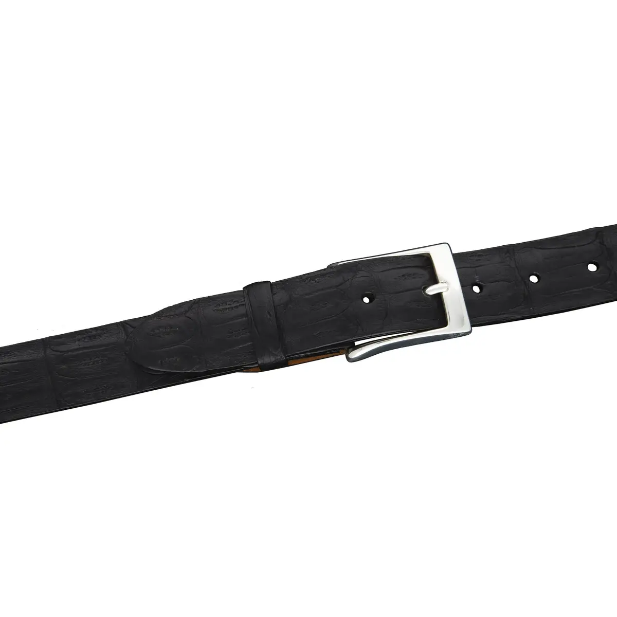 Kc32-Blk - Kalifano Matte Crocodile 32 Mm Belt, Black 1