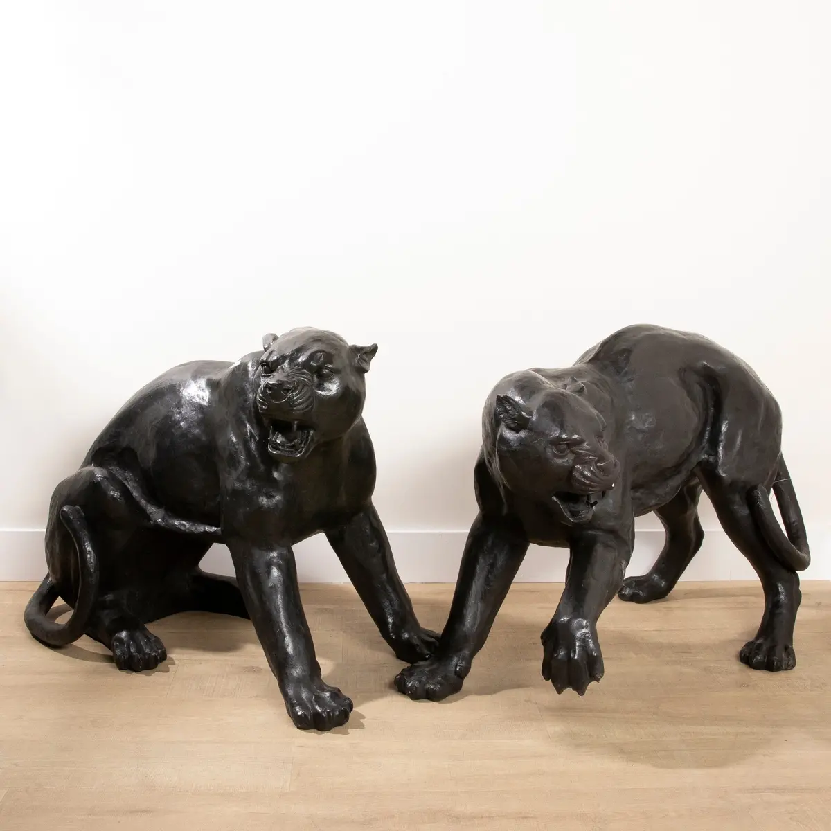 Bronze Panther Duo Sculpture 1
