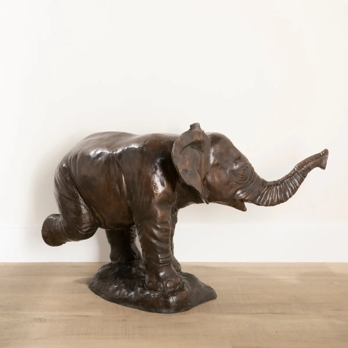 Bronze Stadning Elephant Sculpture - 35" 1