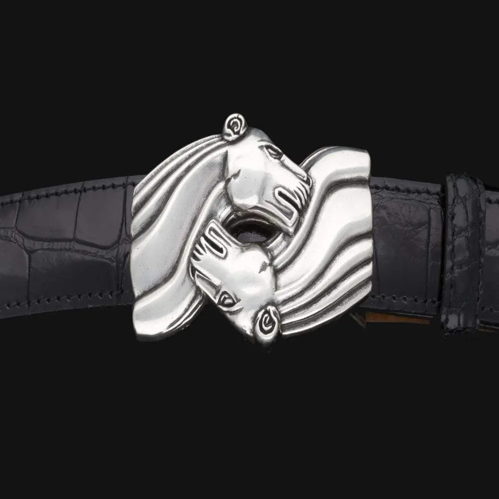 Kb25-9391As - Kalifano Buckle 25Mm Kissing Jaguars - Antique Silver 1