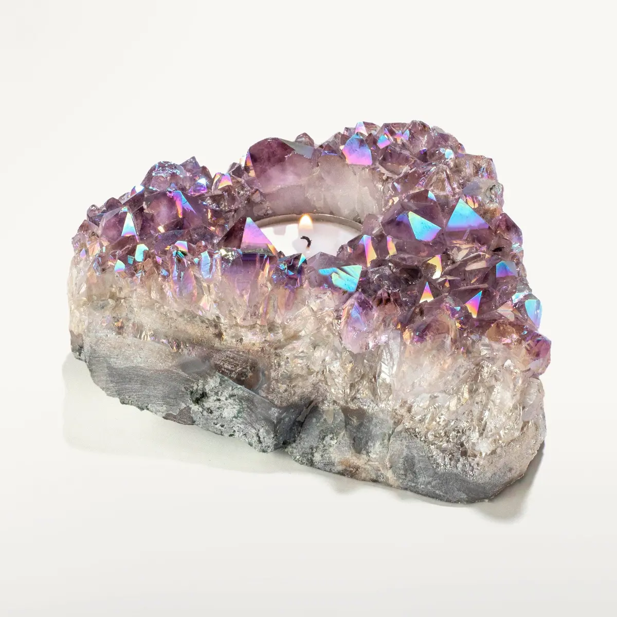 Angel Aura Borealis Amethyst Geode Tealight Candle Holder 1