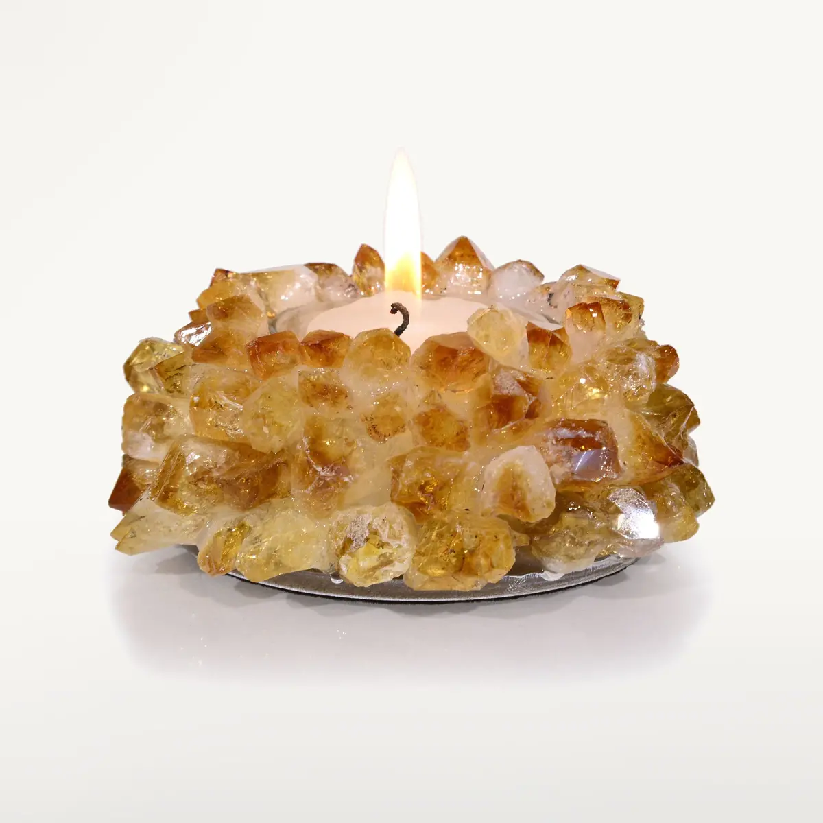 Citrine Cluster Crystal Tealight Candle Holder 1