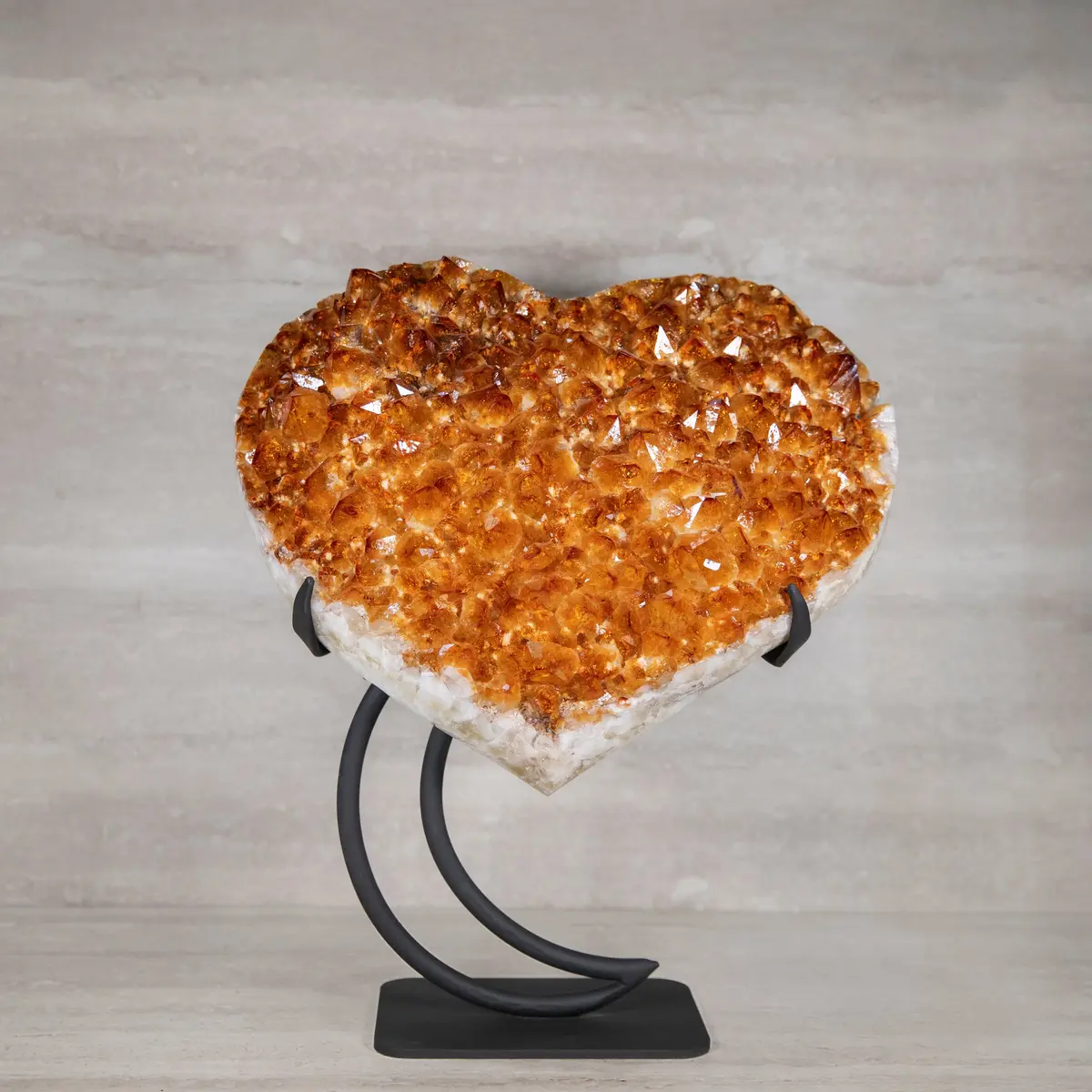 Citrine Geode Heart On Custom Stand From Brazil - 21 In / 61 Lbs 1