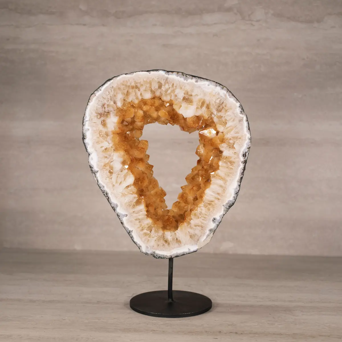 Citrine Geode Ring On Custom Stand From Brazil - 13" / 16 Lbs 1