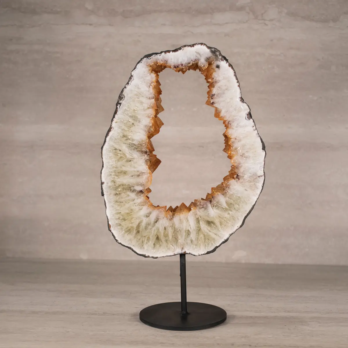 Citrine Geode Ring On Custom Stand From Brazil - 14" / 15 Lbs 1