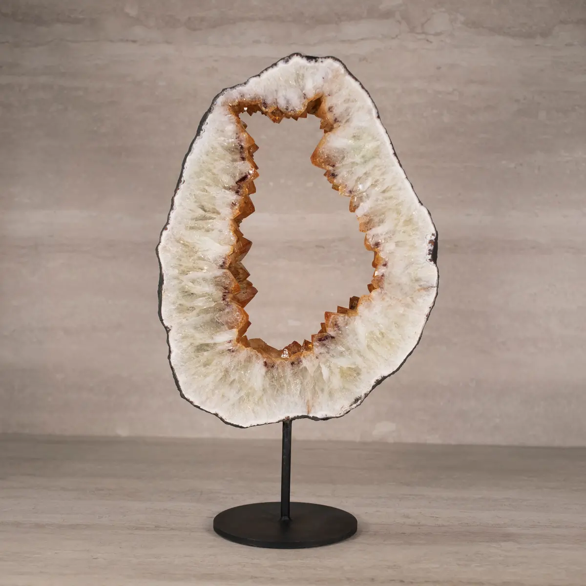 Citrine Geode Ring On Custom Stand From Brazil - 14.5" / 16 Lbs 1