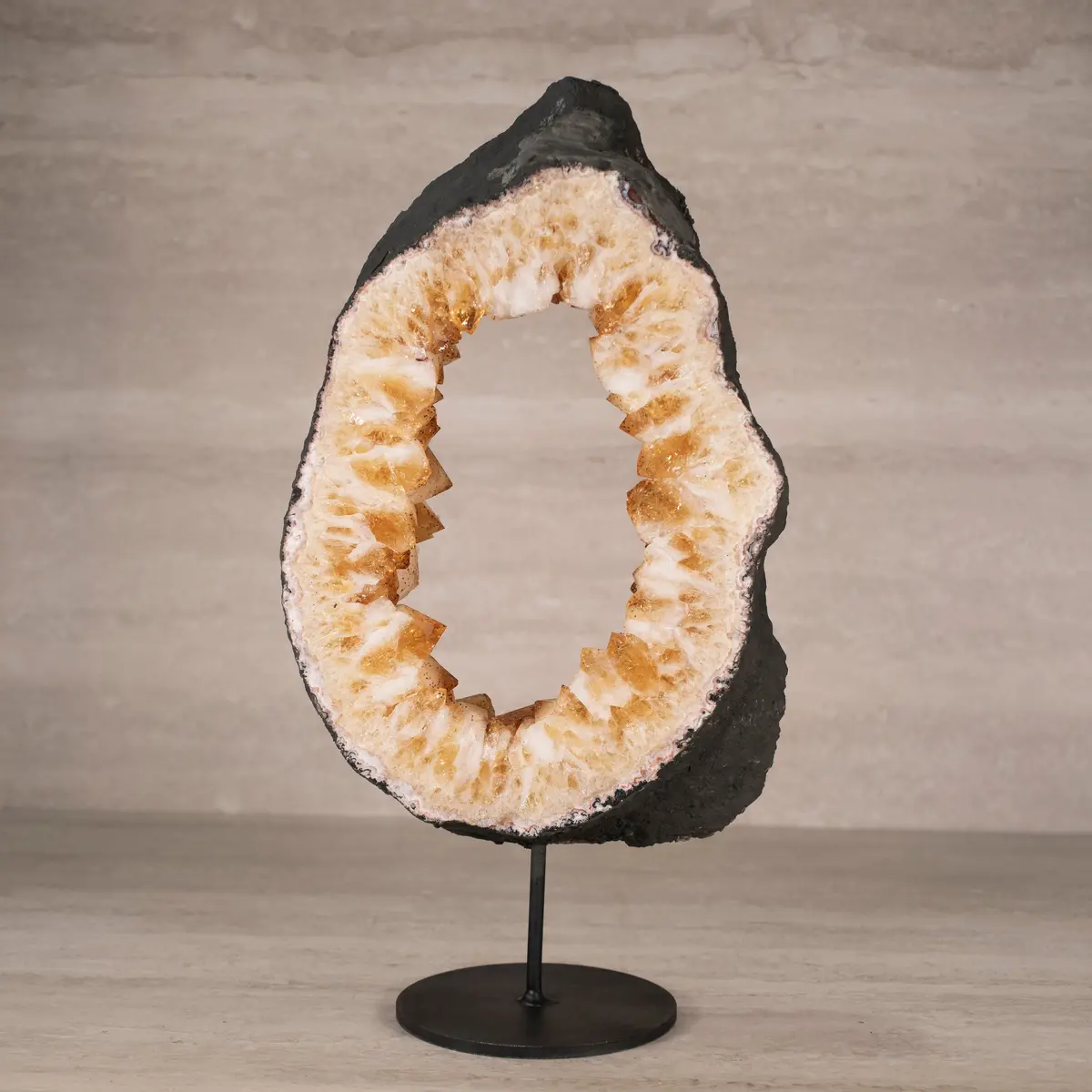 Citrine Geode Ring On Custom Stand From Brazil - 16" / 16 Lbs 1
