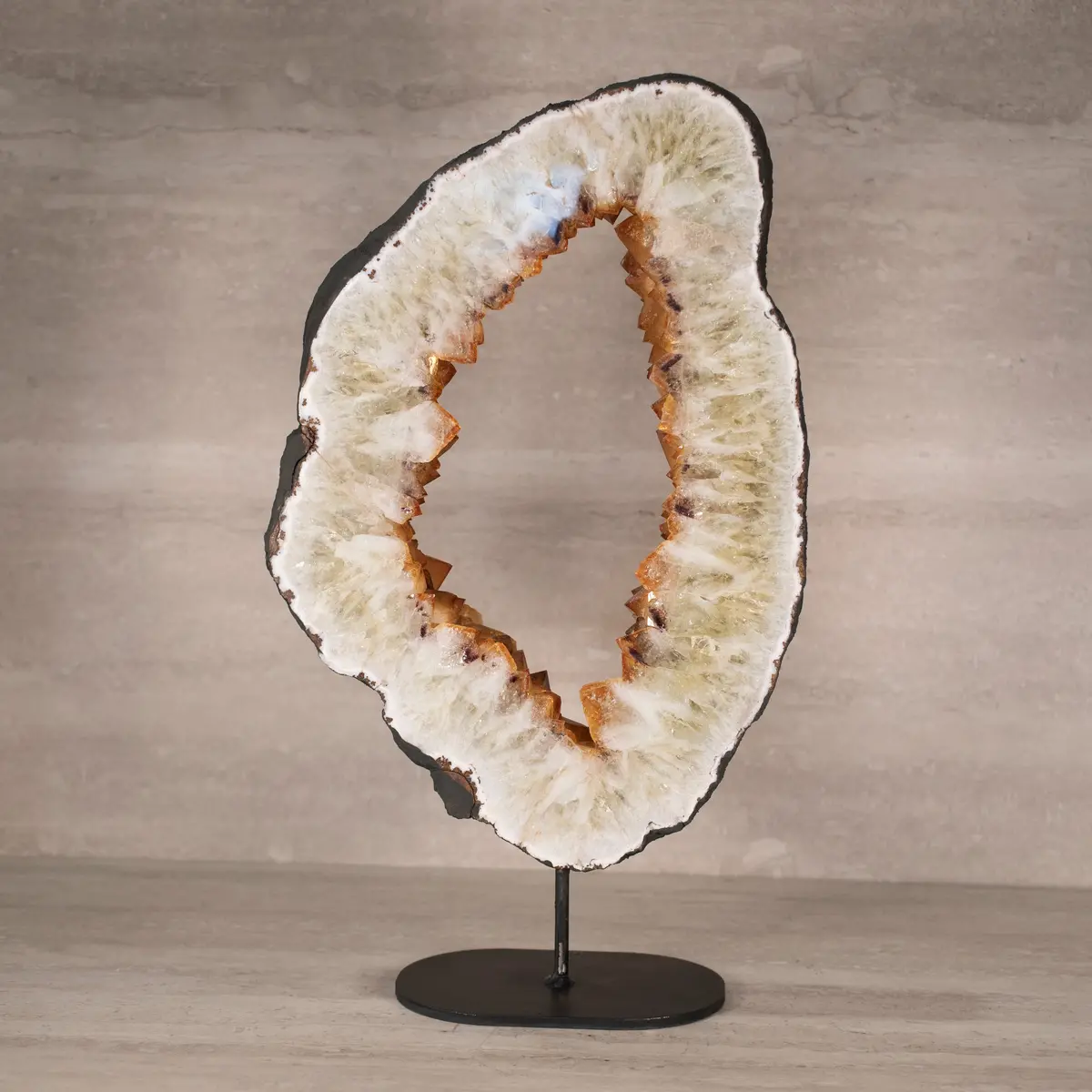 Citrine Geode Ring On Custom Stand From Brazil - 19" / 26.5 Lbs 1