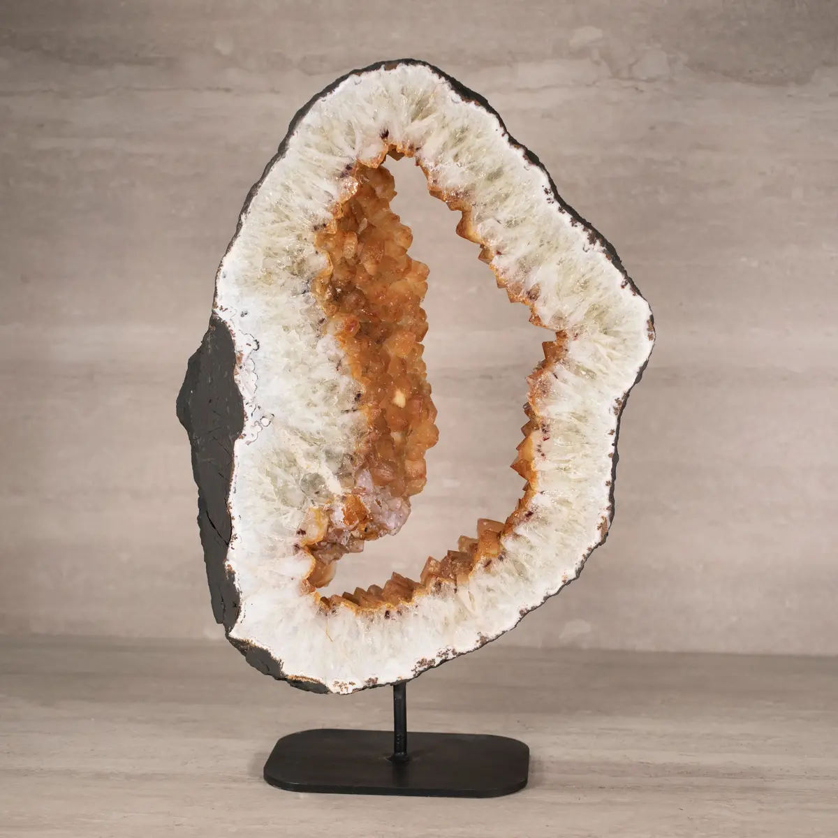 Citrine Geode Ring On Custom Stand From Brazil - 19" / 30 Lbs 1